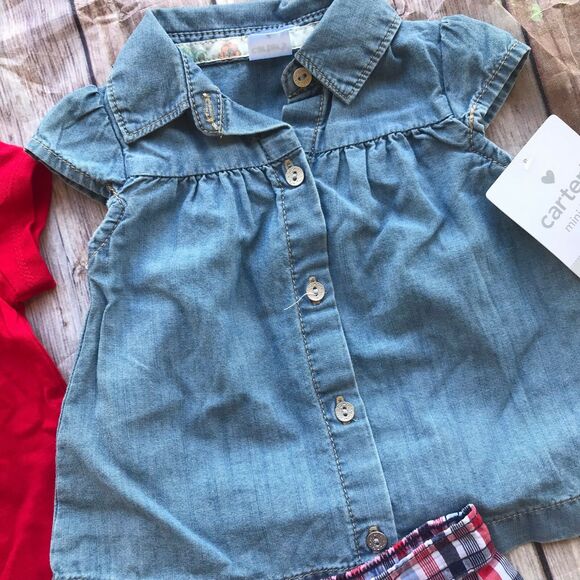 Carter's Okie Dokie Jumping Beans NWT Patriotic Red White Blue Wardrobe 6 mo NEW - Picture 4 of 6